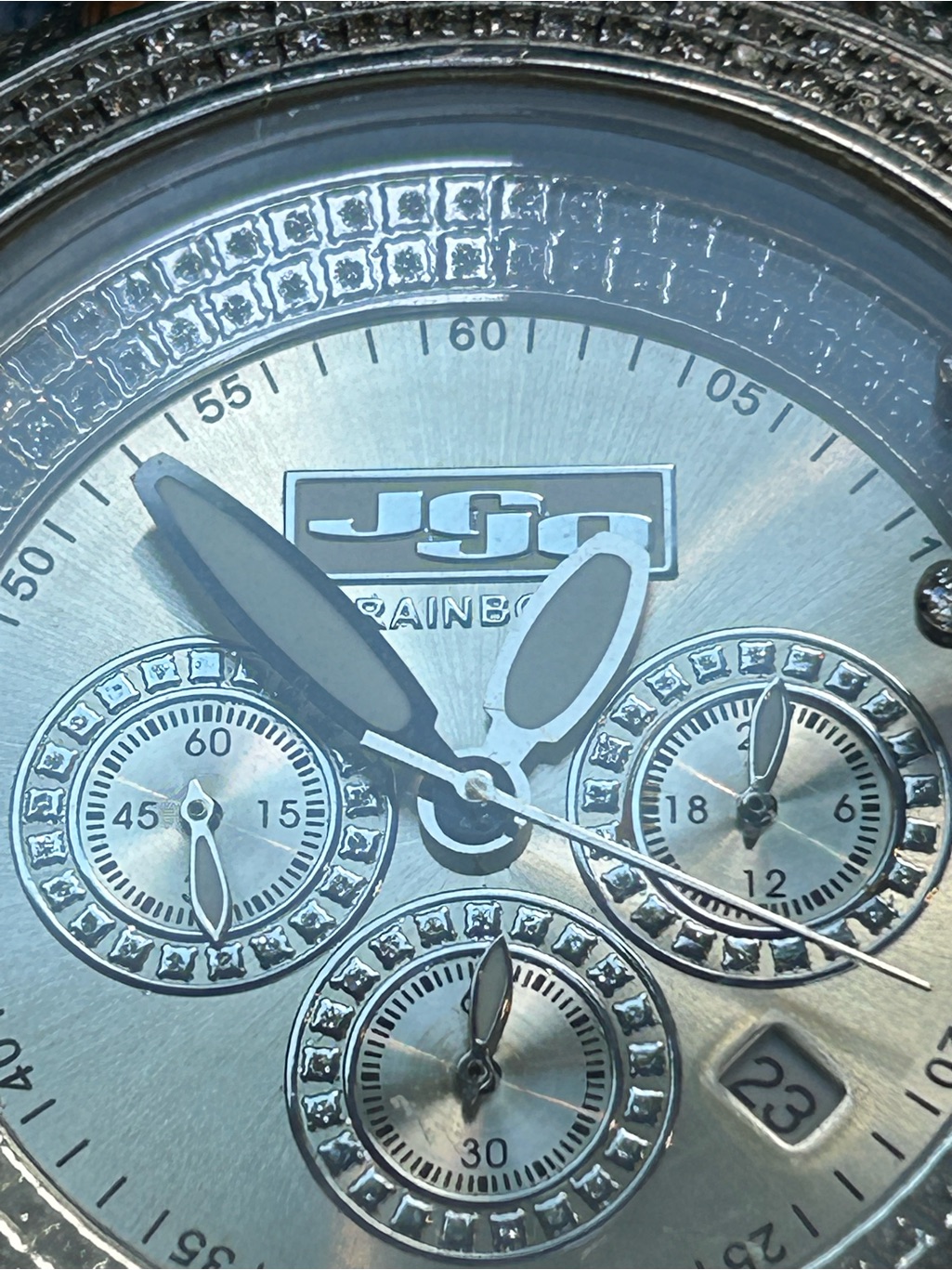 Rainbow Silver Mens Chronograph Watch Dial
